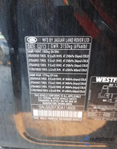 2013 Land Rover Range Rover Supercharged from USA, damaged, VIN SALGS2EF3DA114505